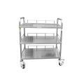 Hospital Equipment Stainless Steel Trolley with Drawer and Waste Bin Clinic Medical Trolley